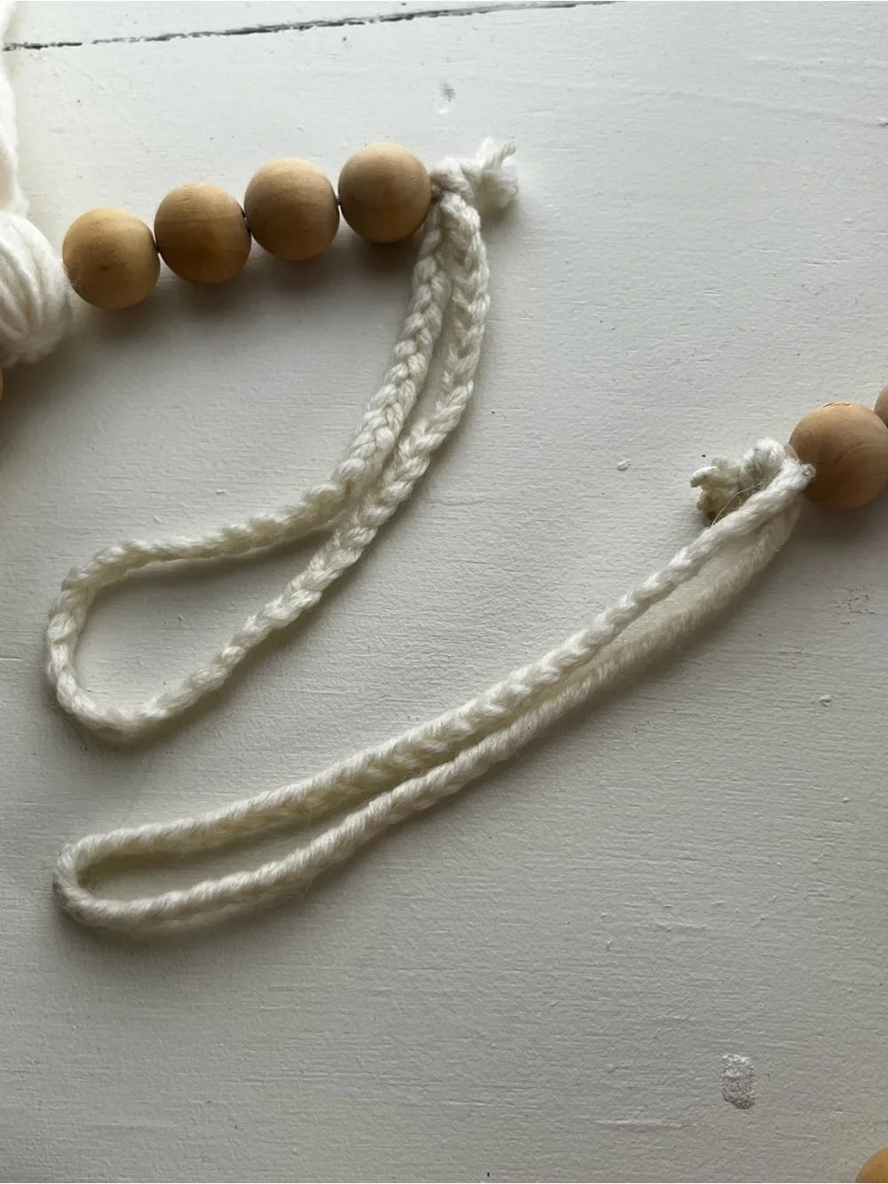 6 Ft Boho Wood Bead Garland Tassels Sage Green Pom Poms Farmhouse Dec